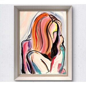 WS original figurative girl 12X16 canvas abstract modern expressionist fine art